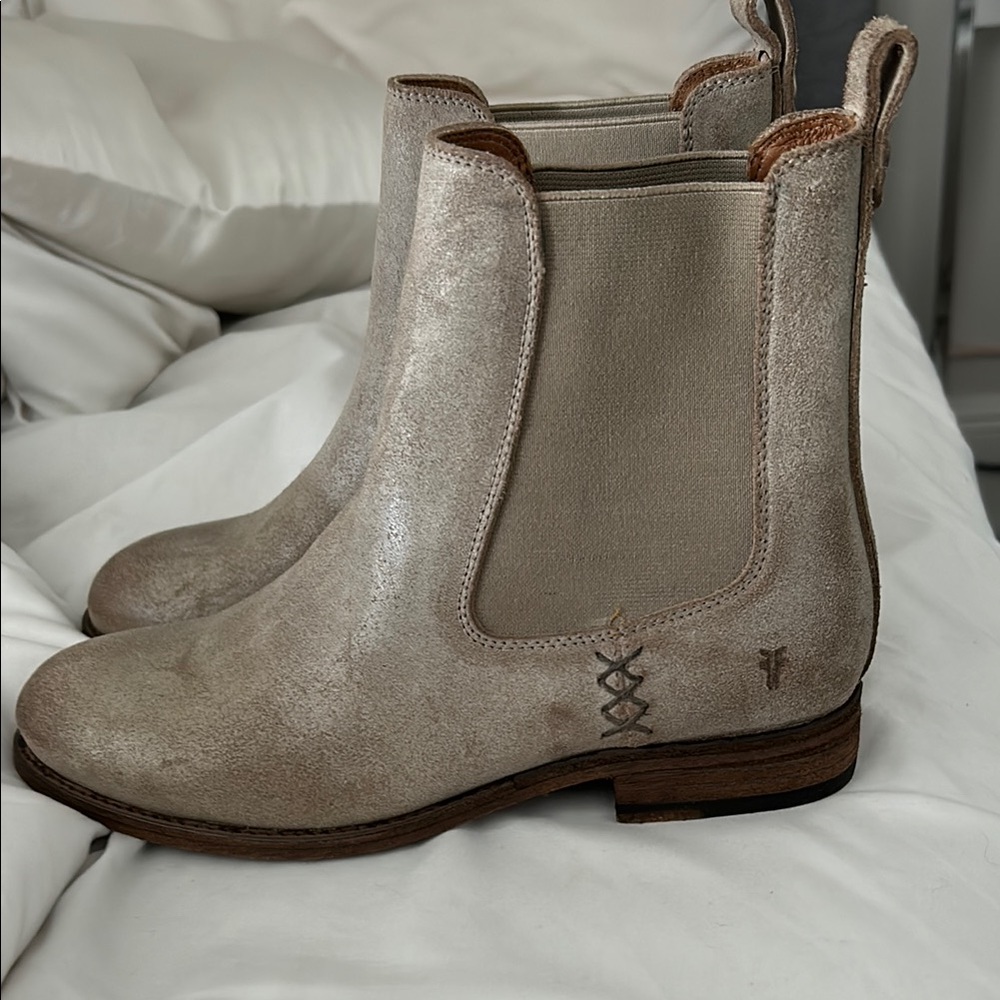 Women's Beige Leather Ankle Boots